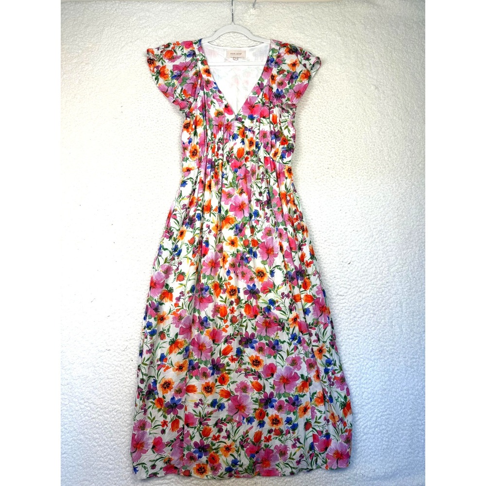 Dear John Dress Womens Small Floral Maxi Flutter Sleeve High Waist Babydoll